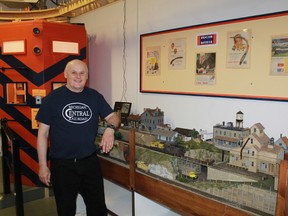 Lionel Model Train Room volunteer Tom Walter stands beside a new display at Moore Museum, a collection of railcars and structures built by Don Eastman. The room will host the annual Model Train Day on Sunday, July 8.
CARL HNATYSHYN/SARNIA THIS WEEK