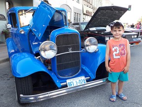 Jonathan Spooner, 5, of Cambridge was impressed by the 1931 Ford B Tudor owned by Wayne Kilmer of Aylmer. (Troy Patterson/Kincardine News and Lucknow Sentinel)