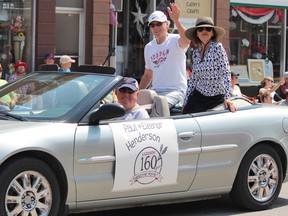Lucknow Reunion 2018 saw hot temperatures June 29-July 2, 2018 and the event that only happens every 10 years was another big success for the town. A long list of events for everyone for four days straight made for an entertaining weekend in Huron Kinloss. The Mammoth Parade on Saturday June 30, 2018 was an important one that featured the oldest residences Catherine Andrew and Warren Wylds, the oldest family owned business since 1931 McDonagh Insurance, and Paul Henderson made his way through downtown Lucknow. Pictured: The man who scored Canada's famous hockey goal Paul Henderson and his wife Eleanor during the Mammoth Parade on Saturday June 30, 2018 at the Lucknow Reunion 2018. (Ryan Berry/ Kincardine News and Lucknow Sentinel)