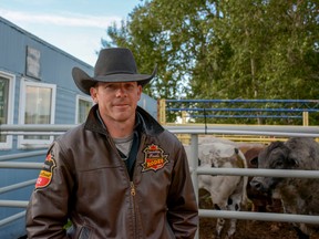 Scott Schiffner, from Strathmore, Alta., competed in the bull riding events at the Airdrie Pro Rodeo