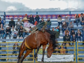 Richmond Champion scored 84 points on this bronco on Fri., June 29. Campion is an American competitor, who was the first rodeo cowboy to earn $1 million at a single rodeo