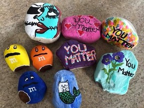 A collection of #woodstockrocks along with some made for International Drop a Rock Day on July 3. (Submitted)