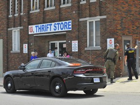 The Salvation Army Thrift Store in downtown Simcoe was temporarily closed over the noon hour Thursday while police investigated the apparent donation of expired signal flares marked “explosive.”
MONTE SONNENBERG / SIMCOE REFORMER