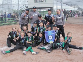 The Sherwood Park Storm U-10A girls softball team won gold at the recent provincial championships in Calgary. Three more provincial tournaments are being played in the Park this weekend. Photo Supplied
