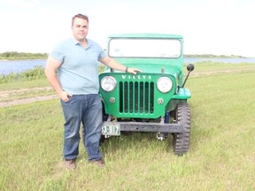 Kurt Luchia poses with the 1956 Willy's Jeep he will be driving from Melfort to Moose Jaw on Saturday, July 14.