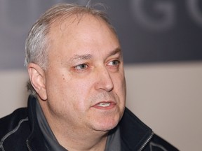 Rob Papineau, Sudbury Wolves vice-president of hockey operations and general manager, makes a point at a press conference at the Sudbury Community Arena in Sudbury, Ont. on Tuesday February 27, 2018. John Lappa/Sudbury Star/Postmedia Network