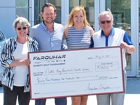 Elizabeth Murphy, left, Ryan Farquhar, Tammy Morison and Dennis Murphy were on hand for the $34,202 cheque presentation to the North Bay Regional Health Centre Foundation for the hospital's Neonatal Intensive Care Unit.
Supplied Photo