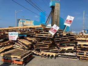 The entrance to the Goderich salt mine remains barricaded. (Kathleen Smith/Goderich Signal Star)