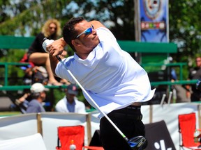 Orlando's Scott Levy competes at the World Long Drive event at Starks Golf Course near Port Rowan Friday. The competition continues through Saturday and Sunday.
JACOB ROBINSON/Simcoe Reformer