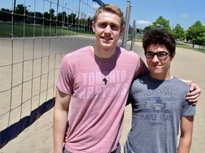 Jason Guy, left, made Team Ontario's indoor volleyball team, while Luke Hyde made the provincial beach volleyball team this summer. Cory Smith/The Beacon Herald
