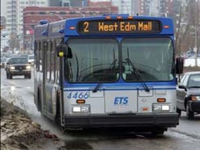 An Edmonton transit bus make its way along 104 Avenue, Wednesday March 9, 2011. 59 Edmonton Transit Service buses received speeding tickets in 2010. (DAVID BLOOM/EDMONTON SUN)