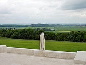 A sculpture entitled 'Mother Canada' looks out from the Canadian National Vimy Memorial in Vimy, France. Shutterstock