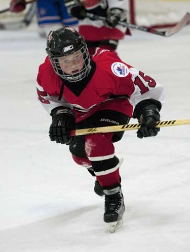 Stefano Nicastro, of the Ottawa Sting, chases the puck in a minor atom AAA game against the New Jersey Colonials in the Jim Durrell Complex during the Bell Capital Cup on Thursday (Hadas Parush/Special to the Ottawa Sun)