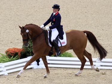 Fiona Bigwood of Britain riding "Wie-Atlantico De Ymas" competes in the World Dressage Championship at the World Equestrian Games in Lexington, Kentucky, September 27, 2010.    REUTERS/John Sommers  II
