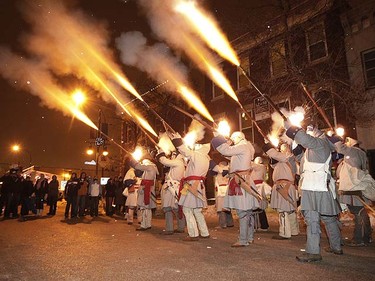 Muskets are fired to mark the start of Winnipeg's Festival du Voyageur, Friday, February 12, 2010. (MARCEL CRETAIN/QMI Agency)