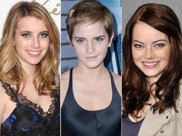 Girls' Name: Emma. Rank: 4. Origin: German, derived from the word "ermen" meaning "whole" or "universal". Famous namesakes: One of the top baby names for girls for the last 10 years worldwide,  actors Emma Roberts, left, Emma Watson, centre and Emma Stone are among freshest faces in Hollywood that give the name a youthful vibe. (WENN.COM photos)