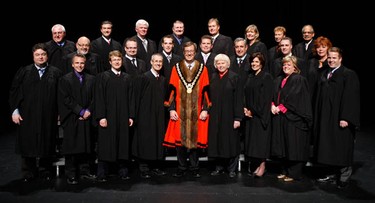 Jim Watson and the 2010-2014 City of Ottawa Council was sworn in during the ceremony at the Shenkman Arts Centre in Orleans Wednesday, December 1, 2010. (Darren Brown/Ottawa Sun)
