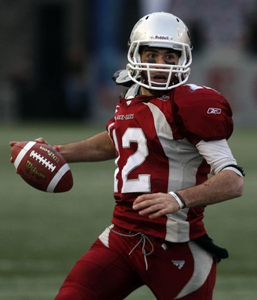 University of Ottawa GeeGees' QB Brad Sinopoli (12) looks to pass against the University of Western Ontario Mustangs' during the second half of the OUA Championships at Frank Clair Stadium Saturday, November 13, 2010. (Darren Brown/Ottawa Sun)