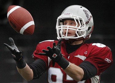 Nov 6/2010 The Ottawa Gee-Gees took on the Wilfrid Laurier Golden Hawks during the OUA semi-final at Frank Clair Stadium Sunday afternoon. Ottawa Gee-Gee Alex Fortier-Labonte catches a pass during first half action.   Tony Caldwell/Ottawa Sun