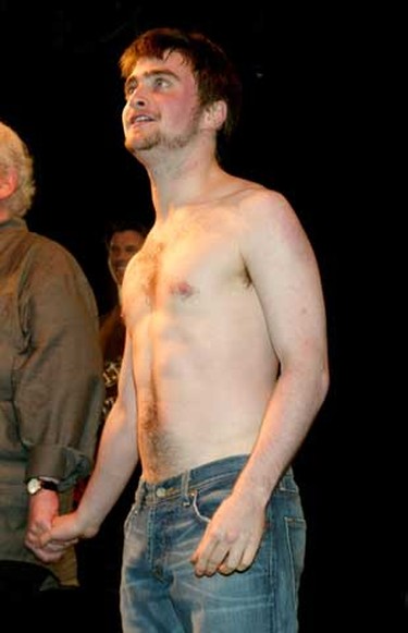 Daniel Radcliffe during the curtain call for the Broadway revivial of 'Equus' at Broadhurst Theatre in New York on Sept. 25, 2008. (Joseph Marzullo/WENN.com)