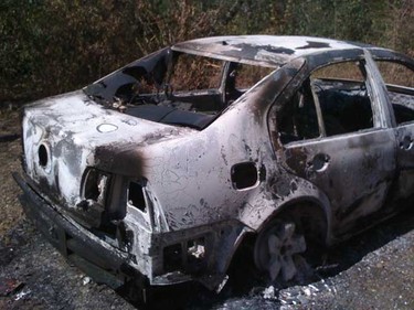 The burned Volkwagen Jetta containing the body of Carleton place-area man Daniel Dion was found late Saturday in the mountainous region on the outskirts of Guerrero in Mexico. Dion had been missing since Oct. 22. (Photos courtesy Dion family)