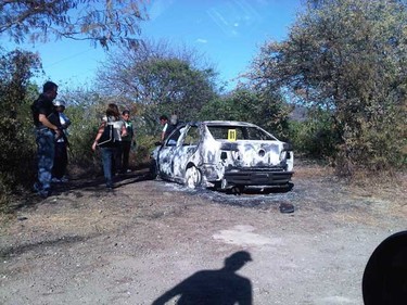 The burned Volkwagen Jetta containing the body of Carleton place-area man Daniel Dion was found late Saturday in the mountainous region on the outskirts of Guerrero in Mexico. Dion had been missing since Oct. 22. (Photos courtesy Dion family)