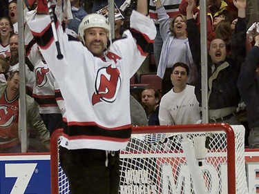 New Jersey Devils winger Randy McKay liked to get under the opposition's skin, with or without his moustache. (REUTERS/Mike Segar)