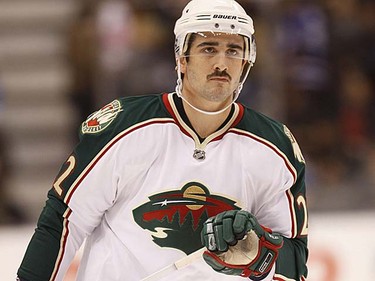 Minnesota Wild forward Cal Clutterbuck sported a 'stache last year for Movember, a charity event held each year to raise money and awareness for men's health. (QMI Agency/Alex Urosevic)