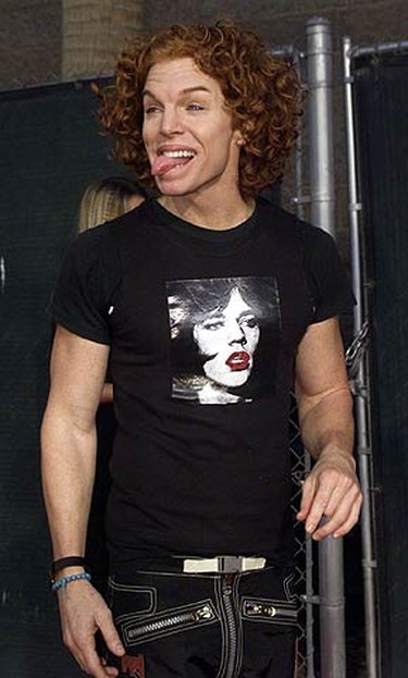 In this Dec. 5, 2000 file photo, Comedian Carrot Top arrives as a guest for the 2000 Billboard Music Awards at the MGM Grand in Las Vegas. Remember mom saying if the wind changes your face will stay like that? (REUTERS)