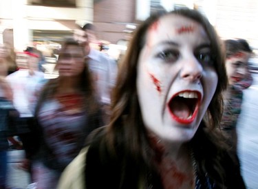 Hundreds of people took part in the fourth annual "Zombie Walk" through downtown Ottawa on Saturday. October 23,2010 (Errol McGihon/The Ottawa Sun)