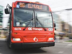 OC Transpo bus travelling along an Ottawa street. Ottawa Sun file photo