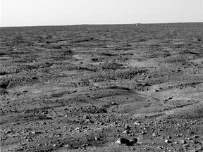 One of the first images from the Phoenix Mars Lander shows the surface of Mars after the Phoenix Mars Lander spacecraft landed successfully in the first-ever touchdown near Mars' north pole May 25, 2008.   (REUTERS)