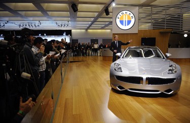 Henrik Fisker, Founder and CEO of Fisker Automotive, talks about the Fisker Karma during a news conference at the LA Auto show in Los Angeles December 3, 2009. REUTERS/Phil McCarten