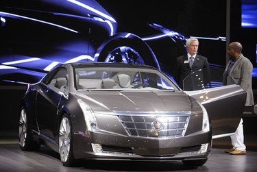 The Cadillac Converj Concept is on display at the LA Auto show in Los Angeles December 3, 2009. REUTERS/Phil McCarten