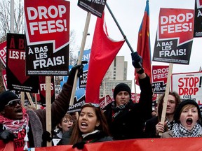 The Canadian Federation of Students-Ontario staged a marching protest through the streets of downtown Ottawa on Thursday November 5,2009. Hundreds of students were demanding the government drop tuition fees and end poverty. (ERROL MCGIHON/SUNMEDIA)