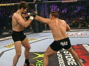 Pedro Rizzo vs. Andrei Arlovski [UFC 36: Worlds Collide]. Rizzo tagged Arlvoski right in the nose with a sweet two-punch combo. (Screengrab copyright UFC)