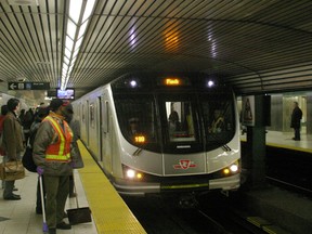 Toronto's new subway train. The city still owes $532 million for these trains. (JOE WARMINGTON/Toronto Sun files)