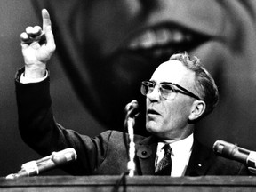 Tommy Douglas gives a speech, Nov. 4, 1965.