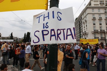 Protesters gather in Athens' central Syntagma (Constitution) Square June 15, 2011. REUTERS/Yannis Behrakis