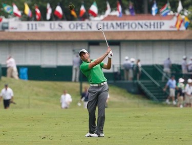 Spain's Sergio Garcia hits from the first fairway during the first round of the 2011 U.S. Open at Congressional Country Club in Bethesda, Maryland, Thursday, June 16, 2011. (REUTERS/Mathieu Belanger)