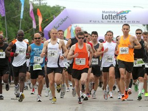Racers start the full marathon during the 33rd Manitoba Marathon. (JASON HALSTEAD/Winnipeg Sun File photo)