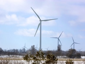 Wind powered turbines spin on a wind farm in Port Burwell, a town near London, Ont. (Derek Ruttan/Postmedia files)