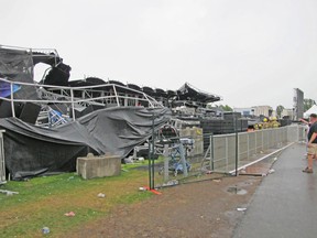 Submitted images of the collapse of the main stage at Ottawa Bluesfest after winds from a vicious thunderstorm raged across the LeBreton Flats venue on Sunday, July 17. (Ottawa Fire Service photo)