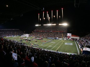 ***From Edmonton*** Edmonton AB : Nov 21/04 : (DIGITAL PHOTO): An overall view of the field and stands at the start of the Grey Cup in Ottawa Nov 21/04 afternoon. Edmonton Sun Photo by Dale MacMillan SPECIAL TO THE SUN--FOR USE BY THE EDMONTON SUN ONLY, NO SALES, NO TV, NO INTERNET USE.
edmonton archive november 22, 2004 Original Filename was wide.jpg Processed: Monday, November 22, 2004 5:01:18 PM