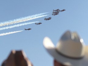 The Snowbirds do a show in front of the main stage at the Big Valley Jamboree in Camrose, AB on July 30, 2011. LAURA PEDERSEN/EDMONTON SUN QMI AGENCY