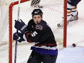 Vancouver Canucks Rick Rypien celebrates his first ever NHL goal during play against the Edmonton Oilers in Vancouver, British Columbia in this December 21, 2005 file photo. Winnipeg Jets center Rypien, 27, has been found dead at his Alberta home, the club announced on August 15, 2011. Rypien had spent his entire six-season career with the Vancouver Canucks before signing a one-year deal with Winnipeg last month. There are believed to be no suspicious circumstances surrounding his death.  REUTERS/Andy Clark/Files (CANADA - Tags: SPORT ICE HOCKEY OBITUARY)