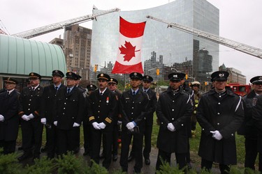 Firefighters and dignitaries from all over the province remembered Ontario's fallen firefighters for their bravery and sacrifice during an annual memorial ceremony at Queen's Park on Oct. 2, 2011. (ALEX UROSEVIC/Toronto Sun/QMI Agency)