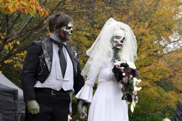 The wedding of Thea Munster and Adam Invader. The wedding was held before the 9th Annual Zombie Walk in Toronto on Oct. 22, 2011. (VERONICA HENRI/Toronto Sun/QMI Agency)