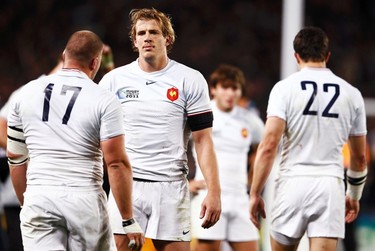 France players react after losing the Rugby World Cup final match at Eden Park in Auckland on Oct. 23, 2011. (REUTERS)