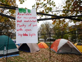 The NCC has told Occupy Ottawa demonstrators to stop making beds in Confederation Park. Darren Brown/Ottawa Sun